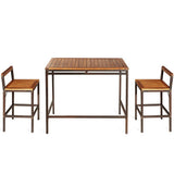 3 Pieces Patio Rattan Wicker Bar Dining Furniture Set