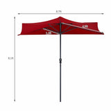 9Ft Patio Bistro Half Round Umbrella -Dark Red