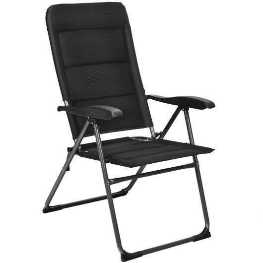 Set of 4 Patio Folding Chairs with Adjustable Backrest-Black