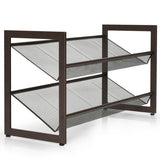 2/3/4 Tiers Flat and Slant Metal Shoe Rack for Entryway Hallway-2-Tier