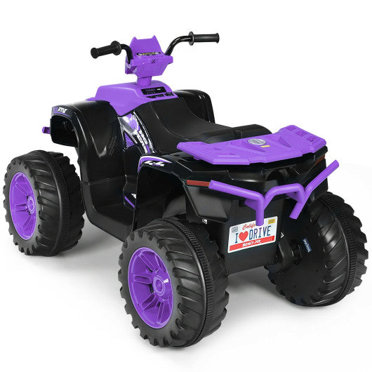 12V Kids Electric 4-Wheeler ATV Quad Ride On Car with LED Light-Purple