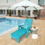 5 Position Adjustable Folding Lounger Chaise Chair-Turquoise