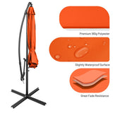 10 Feet Offset Umbrella with 8 Ribs Cantilever and Cross Base-Orange