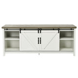 TV Stand Media Center Console Cabinet with Sliding Barn Door - White