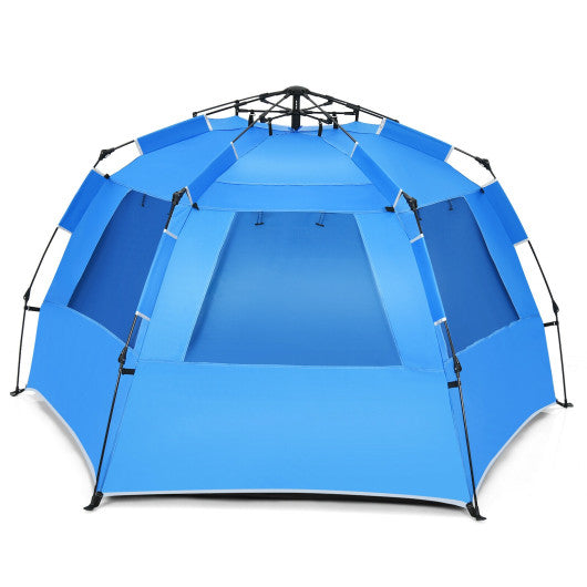 3-4 Person Easy Pop Up Beach Tent UPF 50+ Portable Sun Shelter-Blue