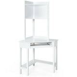 Corner Computer Desk with Hutch and Storage Shelves-White