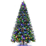 Pre-Lit Snowy Christmas Hinged Tree with Multi-Color Lights-9'
