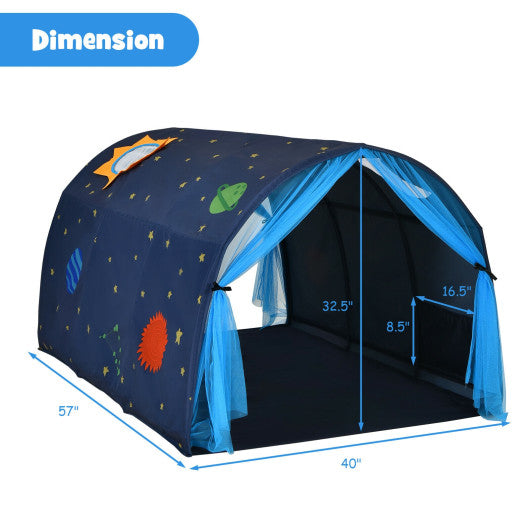 Kids Galaxy Starry Sky Dream Portable Play Tent with Double Net Curtain-Blue