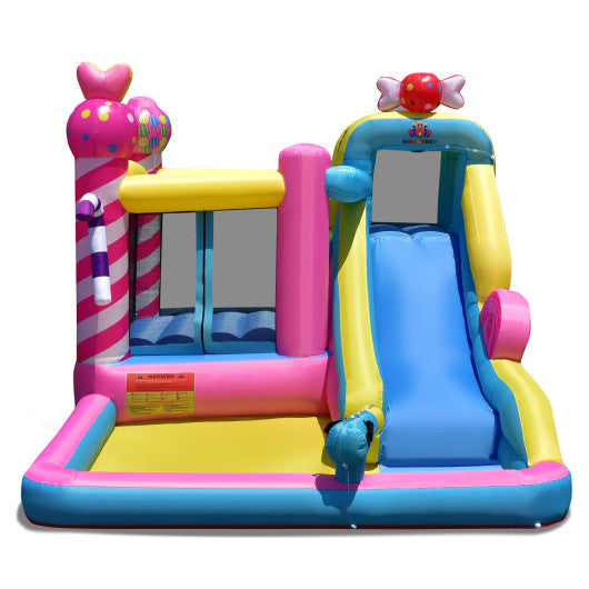 Sweet Candy Inflatable Bounce House with Water Slide and 480W Blower