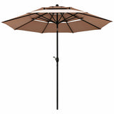 10ft 3 Tier Patio Umbrella Aluminum Sunshade Shelter Double Vented without Base-Beige