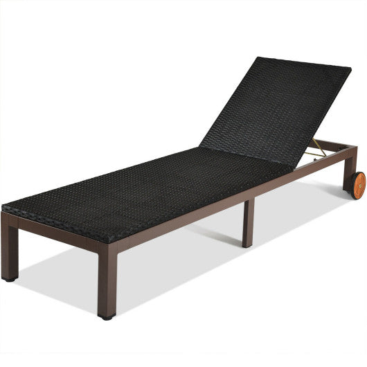 Back Adjustable Cushioned Patio Rattan Lounge Chair