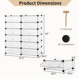 12-Cube DIY Portable Plastic Shoe Rack with Transparent Doors-White