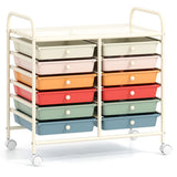 Costway 12 Drawers Rolling Storage Cart for Home and Office-Macaron