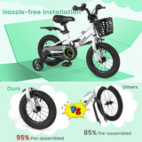 12 Inch Kids Bike Children Bicycle with Training Wheels for 3-4 Years Old-White