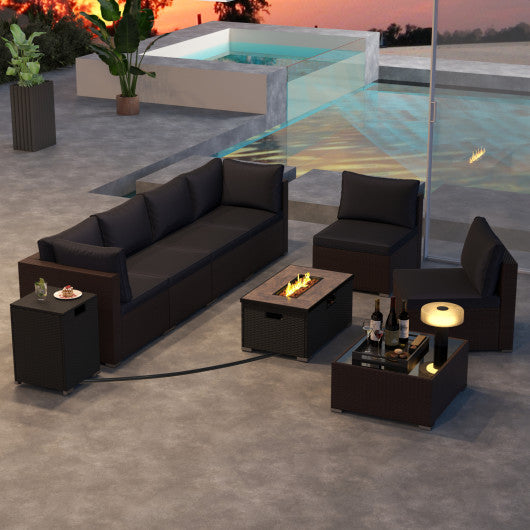 12 Pieces Outdoor Furniture Set with 32 Inch Fire Pit Table and Propane Tank Cover