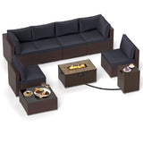 12 Pieces Outdoor Furniture Set with 32 Inch Fire Pit Table and Propane Tank Cover