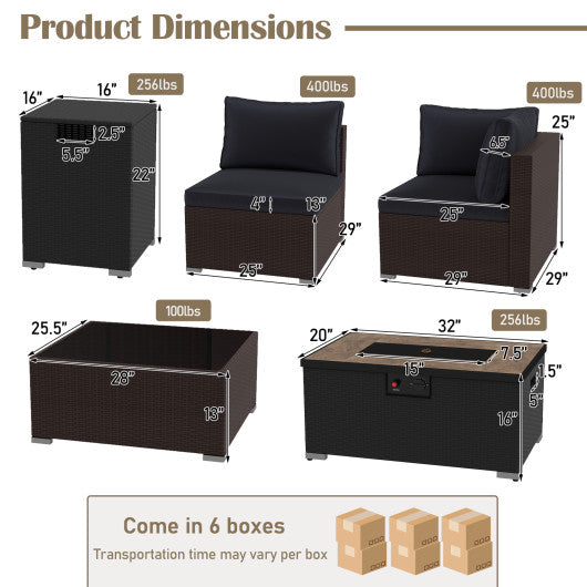 12 Pieces Outdoor Furniture Set with 32 Inch Fire Pit Table and Propane Tank Cover
