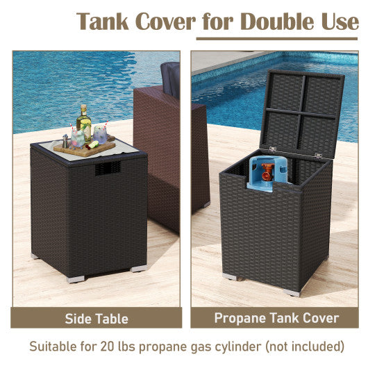 12 Pieces Outdoor Furniture Set with 32 Inch Fire Pit Table and Propane Tank Cover
