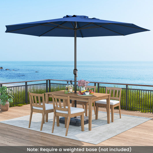 12 Feet Patio Umbrella with Crank Handle and 8 Sturdy Ribs-Navy