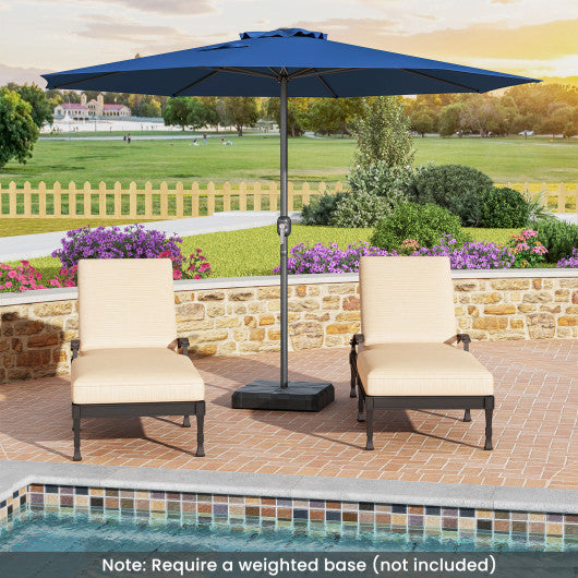 12 Feet Patio Umbrella with Crank Handle and 8 Sturdy Ribs-Navy