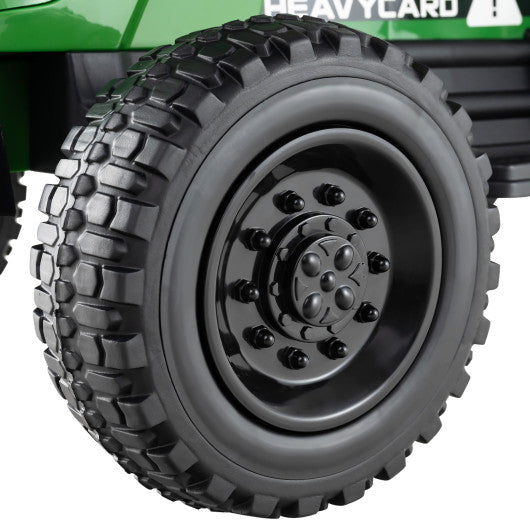 12V 2-in-1 Kids Ride On Tractor with Trailer and 3-Gear Shift-Grayish Green