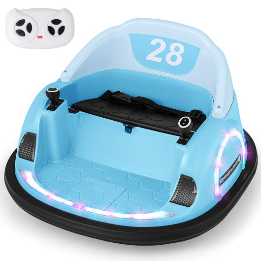 12V 360° Ride on Bumper Car for Toddlers with Remote Control-Light Blue