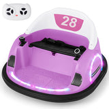 12V 360° Ride on Bumper Car for Toddlers with Remote Control-Pink