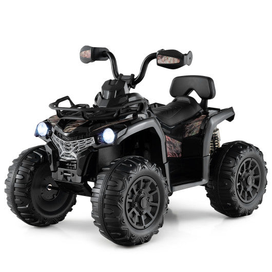 12V Kids Ride On ATV 4 Wheeler with MP3 and Headlights-Solid Black