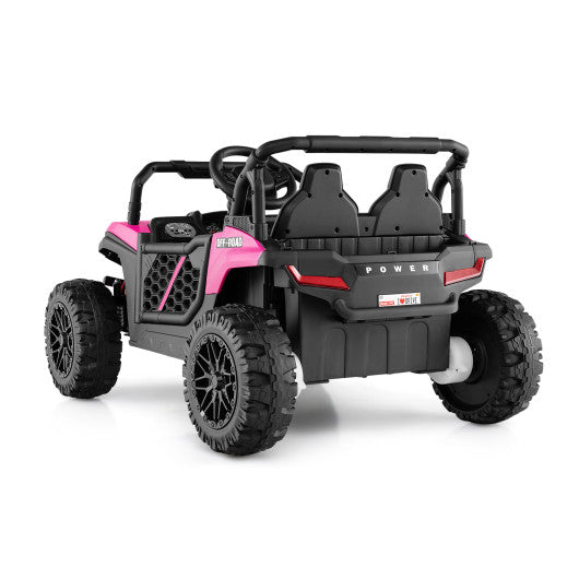 12V Kids Ride on Truck Off-Road UTV with Parental Remote and Lights-Pink