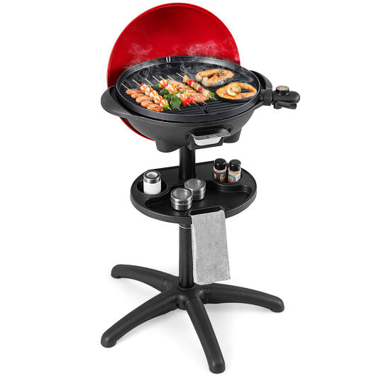 1350 W Outdoor Electric BBQ Grill with Removable Stand Easy to Install-Red