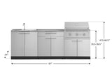 Outdoor Kitchen Stainless-Steel 5 Piece Cabinet Set with Bar, Sink, Grill Cabinet, Performance Grill, and Countertop