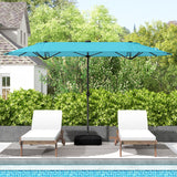 13FT Double-sided Patio Umbrella with Solar Lights for Garden Pool Backyard-Turquoise