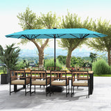 13FT Double-sided Patio Umbrella with Solar Lights for Garden Pool Backyard-Turquoise