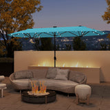 13FT Double-sided Patio Umbrella with Solar Lights for Garden Pool Backyard-Turquoise