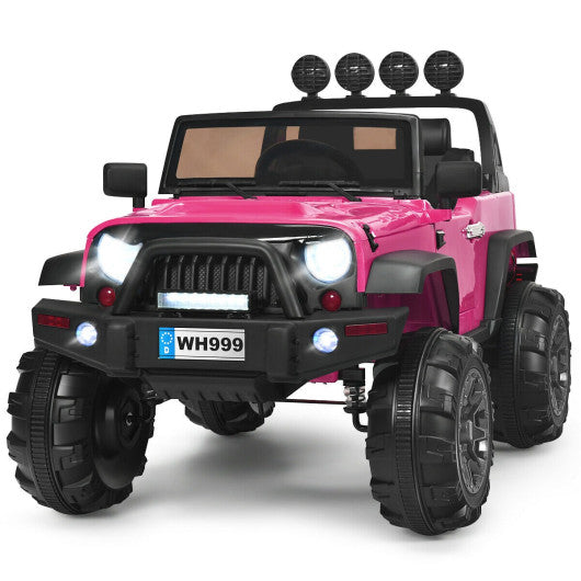 12V Kids Ride On Truck with Remote Control and Double Magnetic Door-Pink