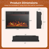 23 Inches 750W/1500W Electric Fireplace Heater with Alter Flame Color and Brightness