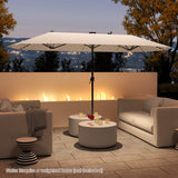 13 FT Large Patio Umbrella with LED Solar Lights and Crank Handle-Beige