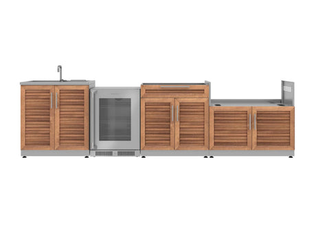 Outdoor Kitchen Stainless Steel 4 Piece Cabinet Set with Sink, Bar, Grill Cabinet and Fridge