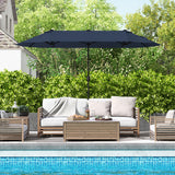 13 Feet Double-Sided Patio Twin Table Umbrella with Crank Handle-Navy