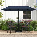 13 Feet Double-Sided Patio Twin Table Umbrella with Crank Handle-Navy