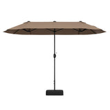 13FT Double-sided Patio Twin Table Umbrella with Crank Handle-Tan