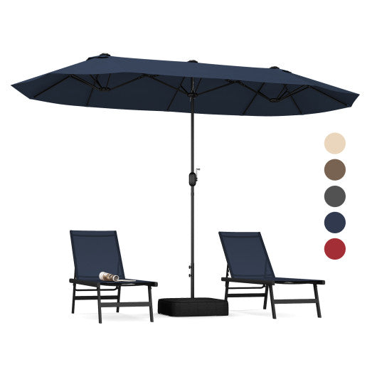 13 Feet Double-Sided Patio Twin Table Umbrella with Crank Handle-Navy