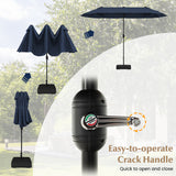 13 Feet Double-Sided Patio Twin Table Umbrella with Crank Handle-Navy