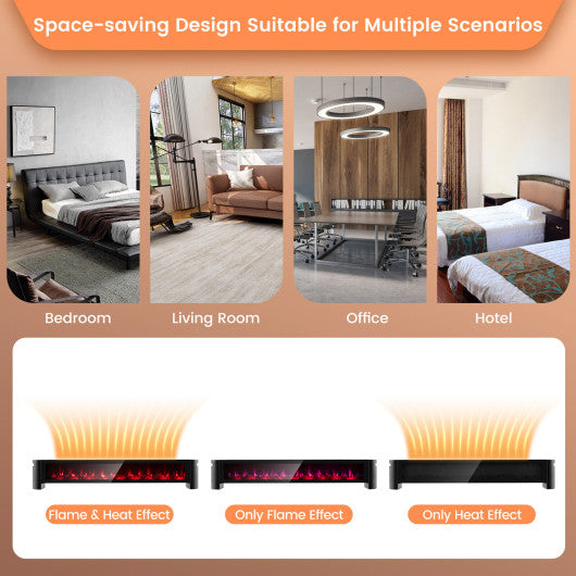 1400W Electric Baseboard Heater with Realistic Multicolor Flame-Black