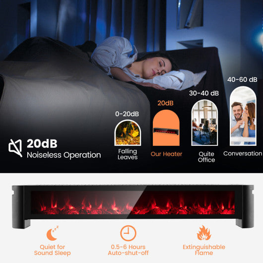 1400W Electric Baseboard Heater with Realistic Multicolor Flame-Black