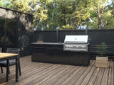 Outdoor Kitchen Aluminum 5 Piece Cabinet Set with 3-Drawer, 2-Door Cabinet, Countertops and Fridge