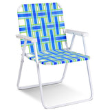 6 pcs Folding Beach Chair Camping Lawn Webbing Chair-Blue