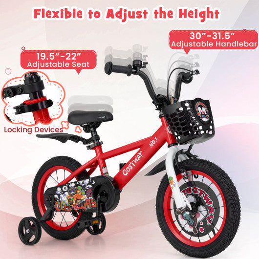 14 Inch Kids Bike Adjustable with Storage Basket and Double Brake for 3-5 Years Old-14 inches