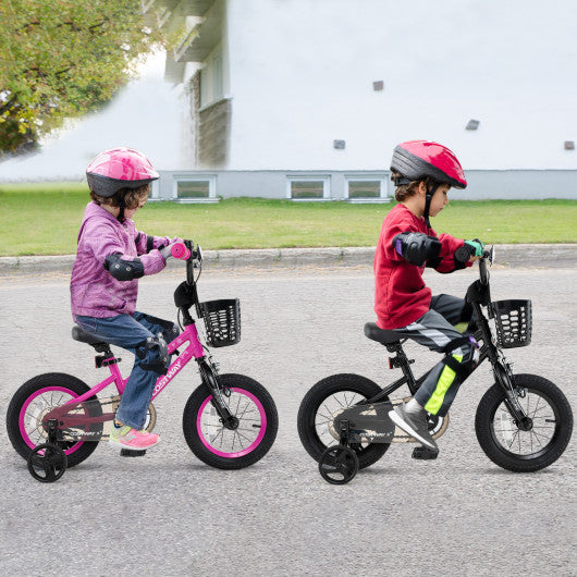 14 Inch Kids Bike with Basket and Training Wheels for Children Aged 4-5 Years Old