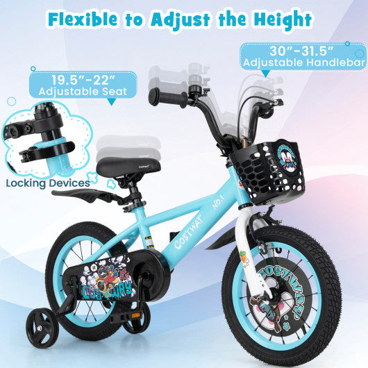 14 Inch Kids Bike with Adjustable Handlebar and Saddle for 3-5 Years Old-14 inches